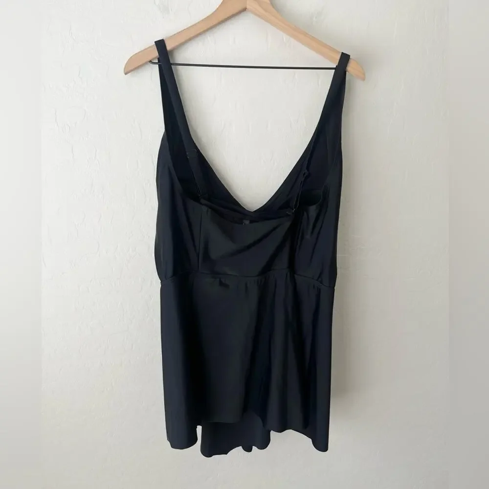Torrid Tankini Wire free Flounce Ruffle swim top black 6X